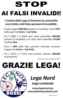 Volantino: la Lega contro i Falsi Invalidi