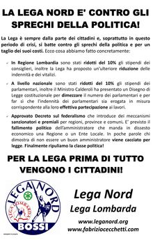 Volantino: Lega contro i costi della politica